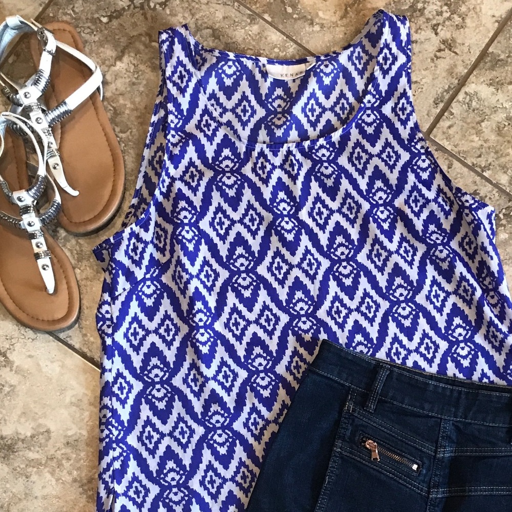 XL Kenar Royal Blue & White Tank