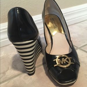 Michael Kors peep toe wedges 7