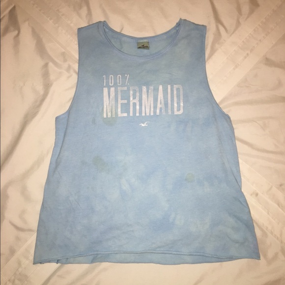 "100% Mermaid" Blue Muscle Tank w/ Glitter - Picture 1 of 5