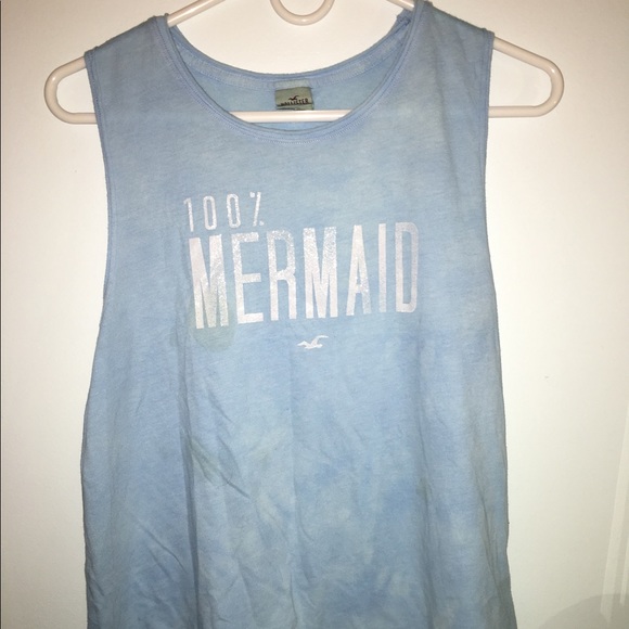 "100% Mermaid" Blue Muscle Tank w/ Glitter - Picture 4 of 5