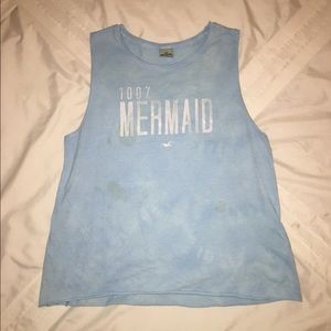 "100% Mermaid" Blue Muscle Tank w/ Glitter