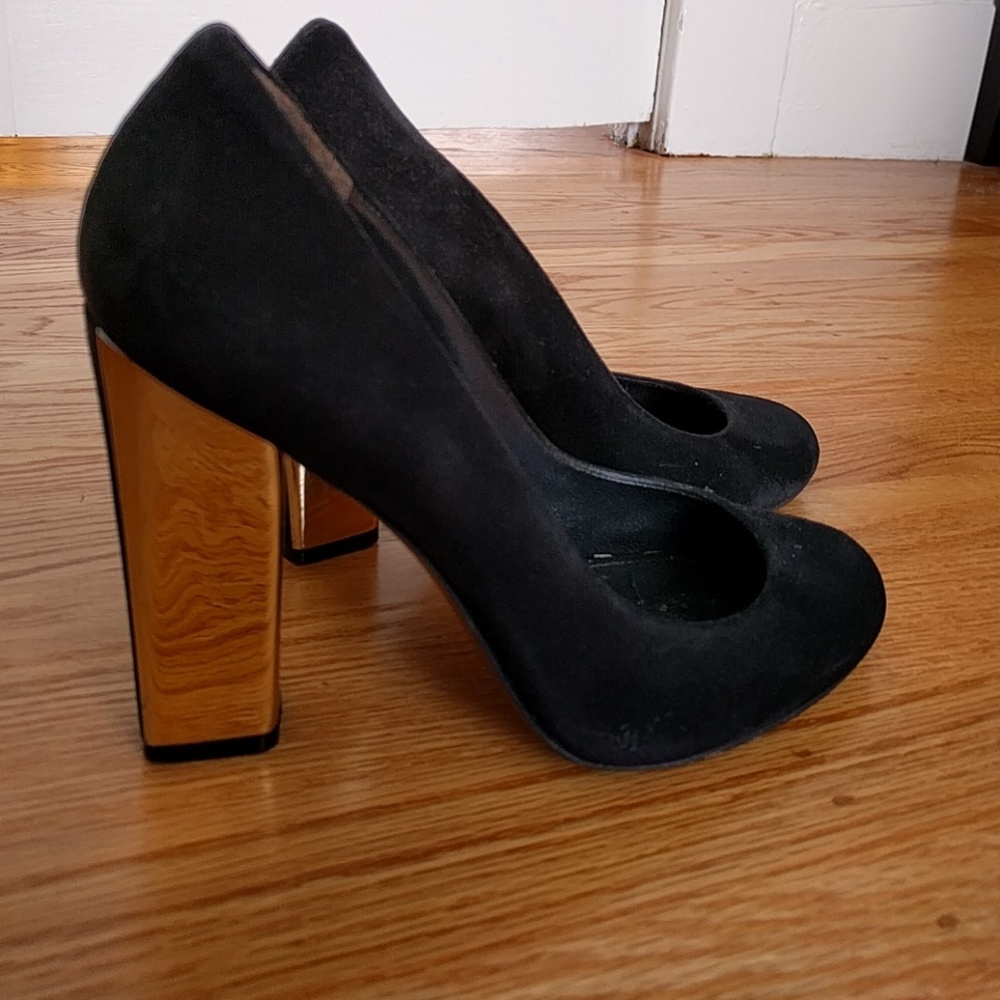 Sigerson suede pumps with GOLD heels