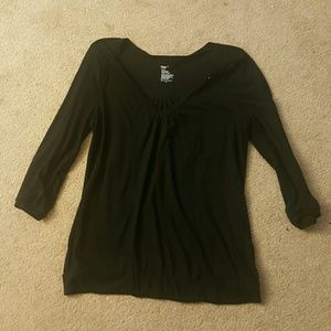 Black mid length sleeve blouse