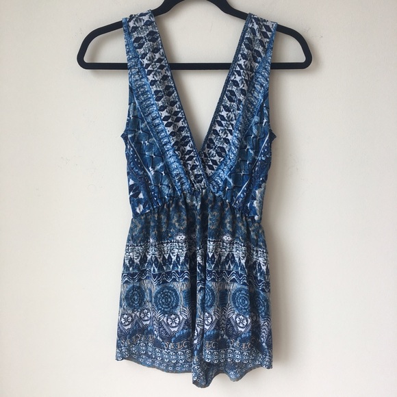 LF Dresses & Skirts - Blue Printed Boho Beachy Romper