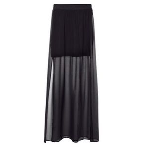 Sheer Black Maxi Skirt with Side Slits