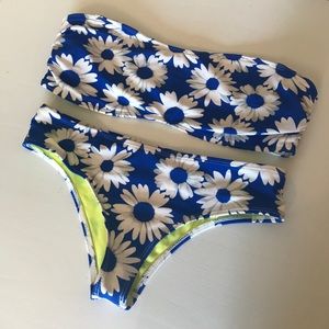 Blue & White Floral Bikini