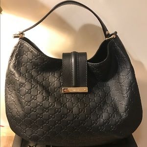 gucci leather monogram hobo bag