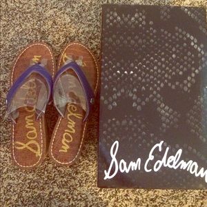 😍NIB Sam Edelman Romy Blue Croc Leather Sandals😍