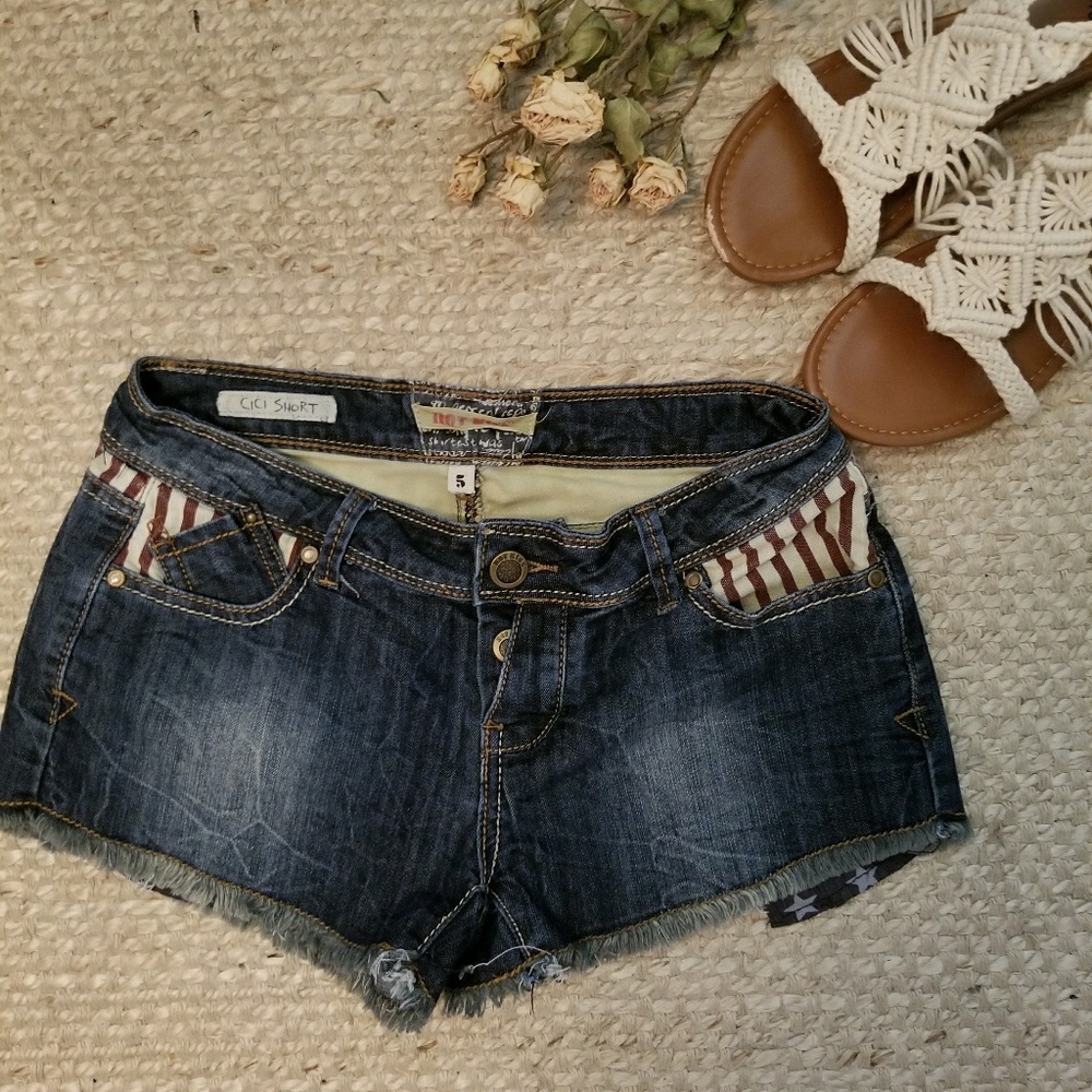 American Flag Denim Shorts