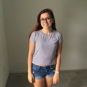 AEO B&W striped crop T