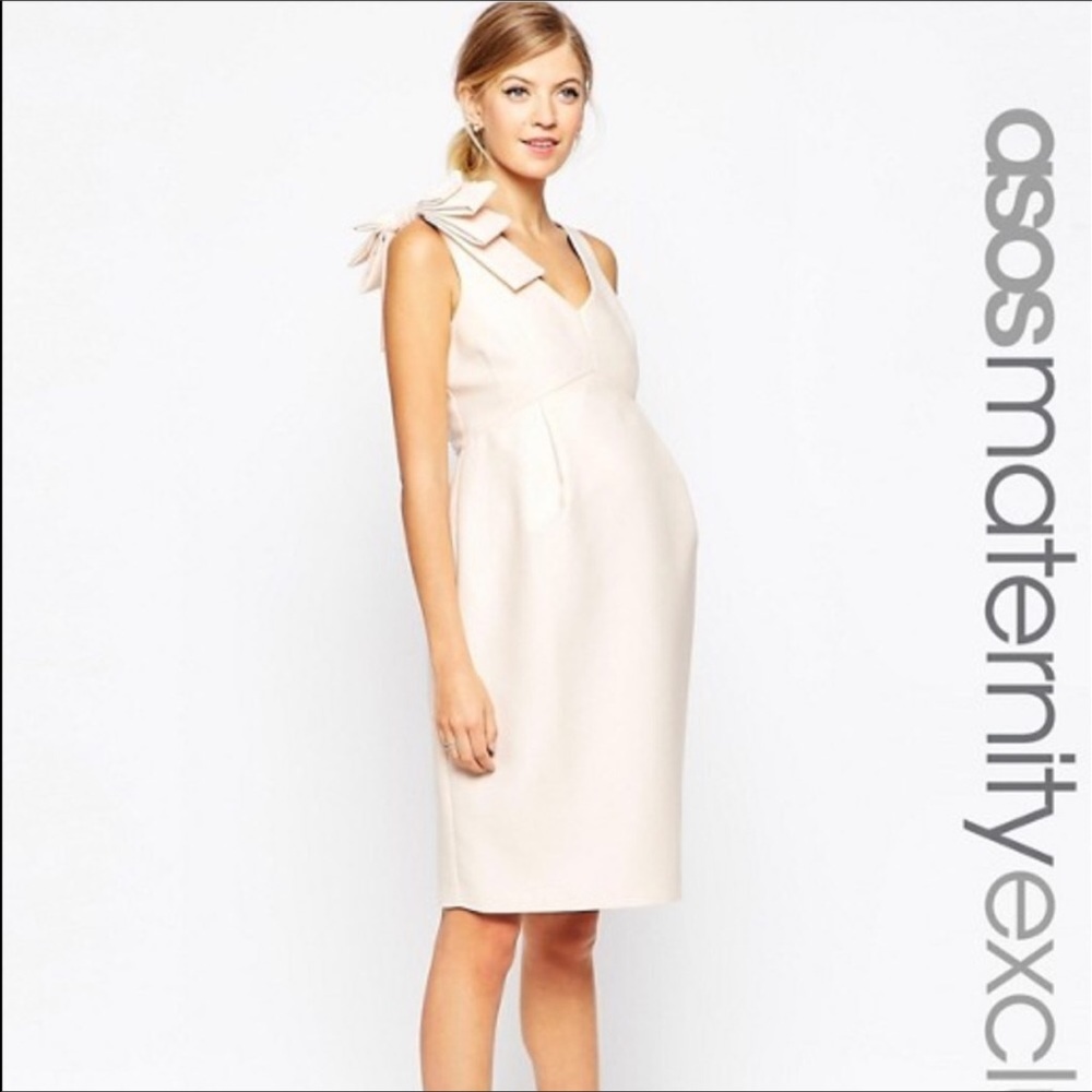 ASOS Maternity Pencil Dress w Bow Shoulder