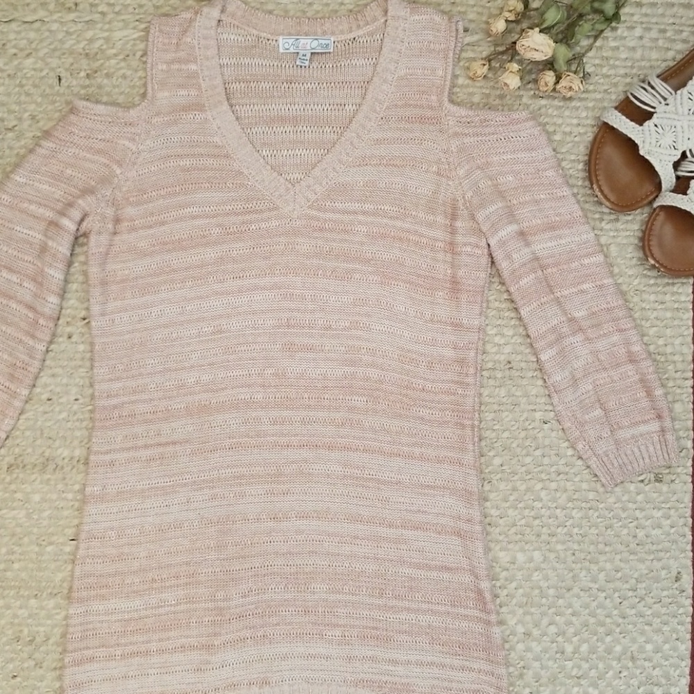 Rose Gold Cold Shoulder Sweater