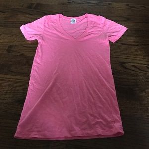 Neon pink V-neck soft tee from Pink