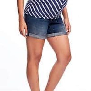 Maternity Side-Panel Denim Shorts