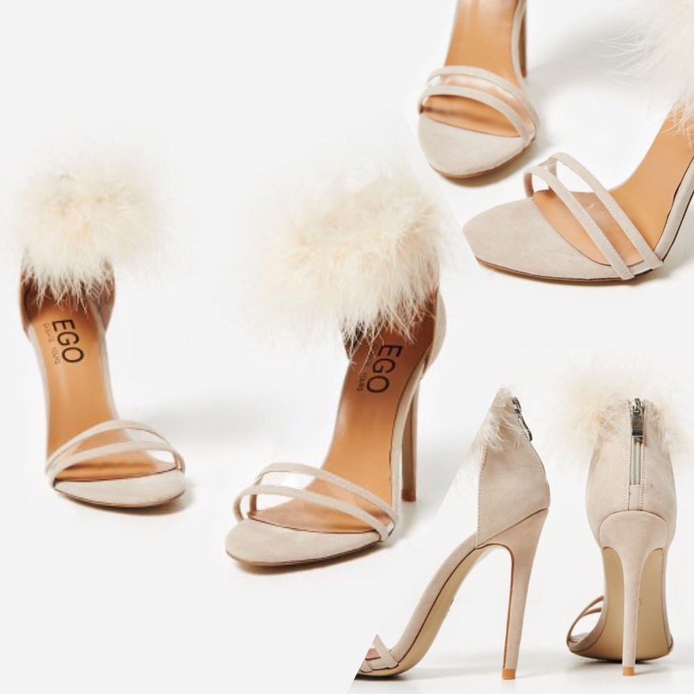 🍭 Peace Perspex Detail Fluffy Strap Heel
