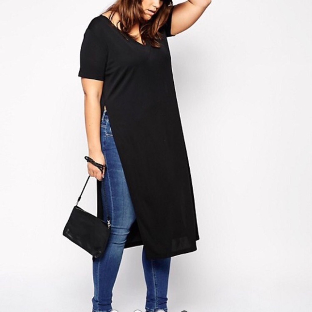 Black Asos Curve Longline Tunic w Split Sides 16
