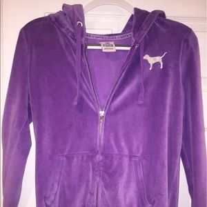 Victoria's Secret Pink Velvet Zip Up Sweatshirt