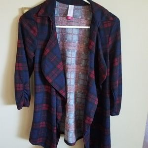 Plaid collared cardigan