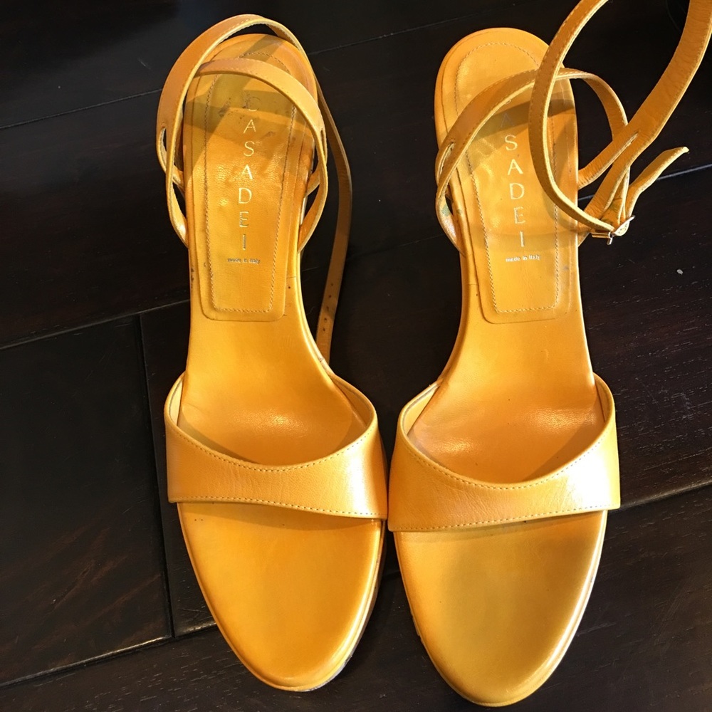 Casadei yellow wedges size 9