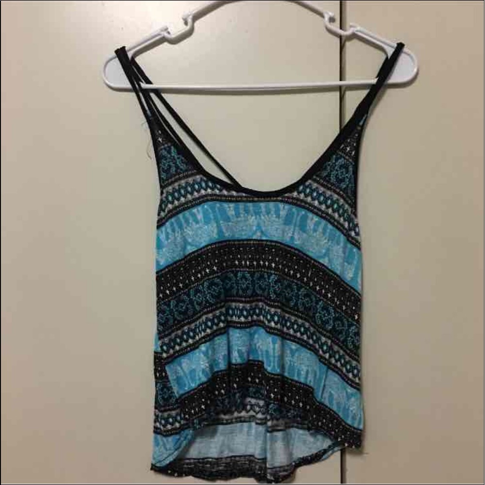 Blue and black crop top