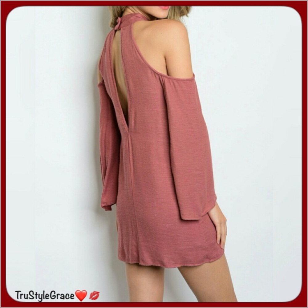 💖 Beautiful Mauve Cold Shoulder Dress - Picture 2 of 3