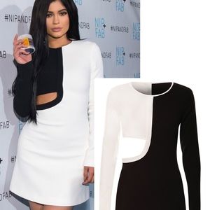 Black and White Side Cutout Dress