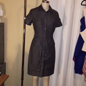 Gray chambray denim shirt dress
