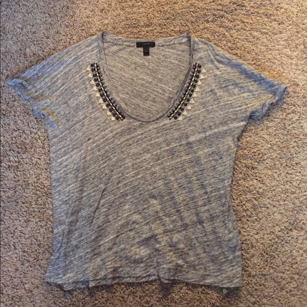 Gray j crew blouse with beads