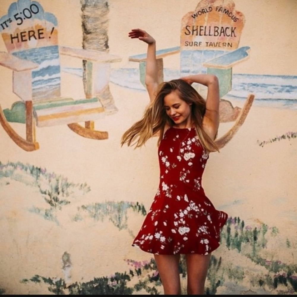 Red floral Brandy Melville Kirsten Dress