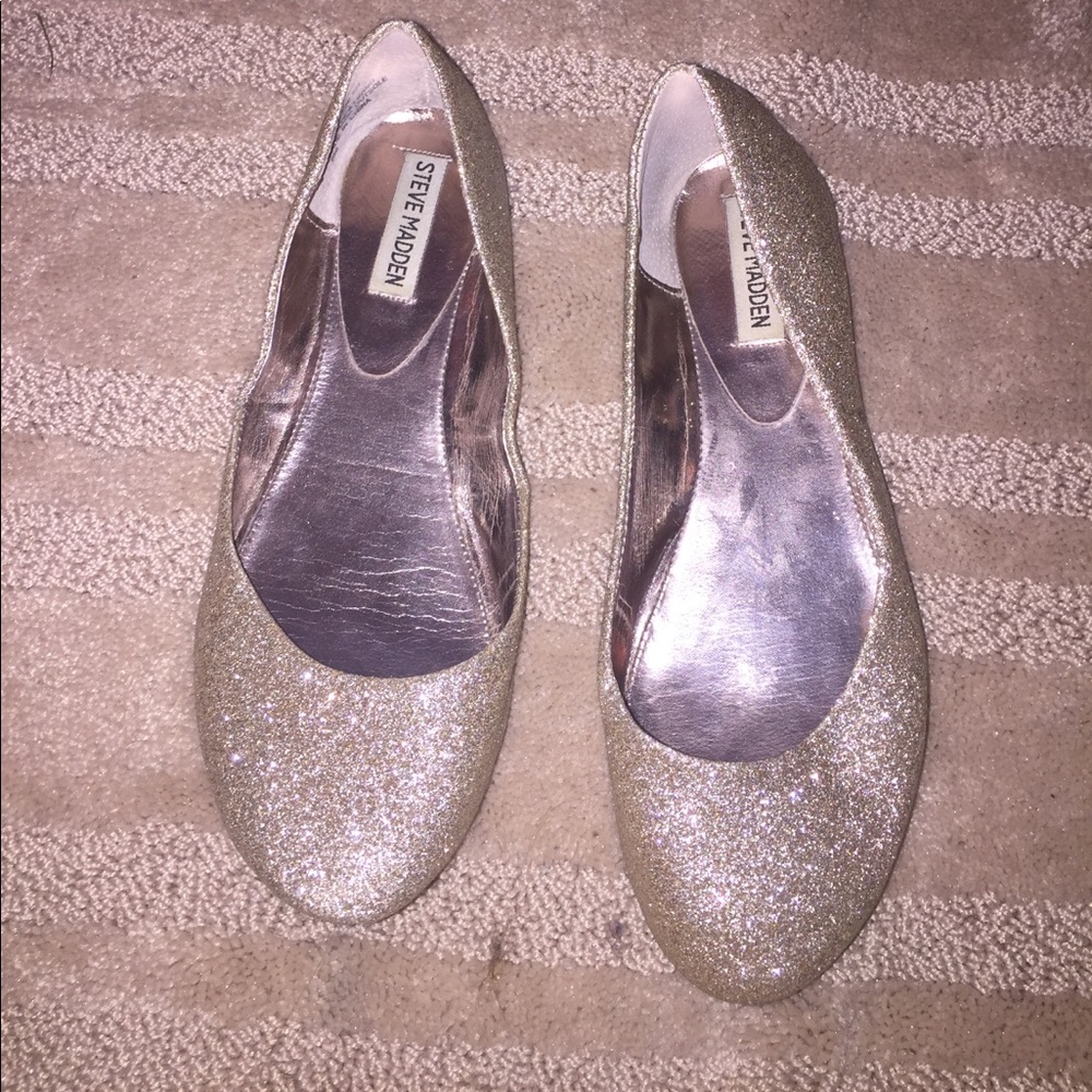 BRAND NEW Steve Madden Gold Glitter Ballet Flats