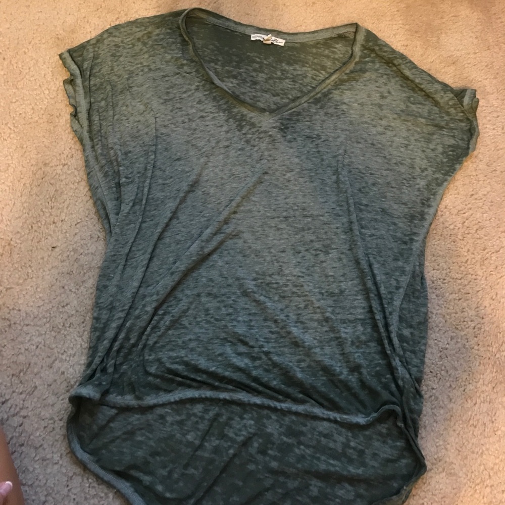 Express Army green V-neck
