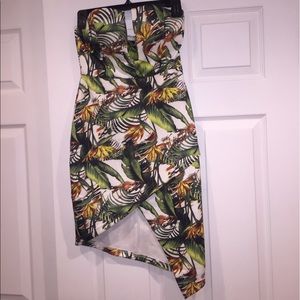 Jungle Palm Leaf Floral Print Sexy Bodycon Dress