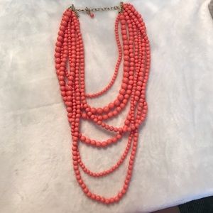 Long beaded coral necklace