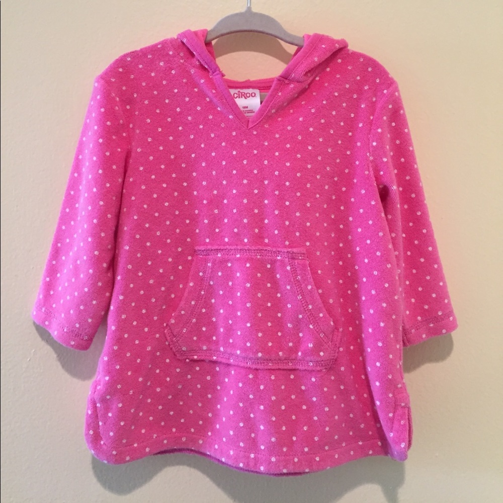 Terrycloth cover up - Pink with white polka dots