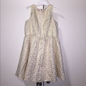 Cream and gold lace sleeveless dress