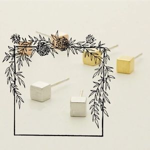 Box Earrings, Silver
