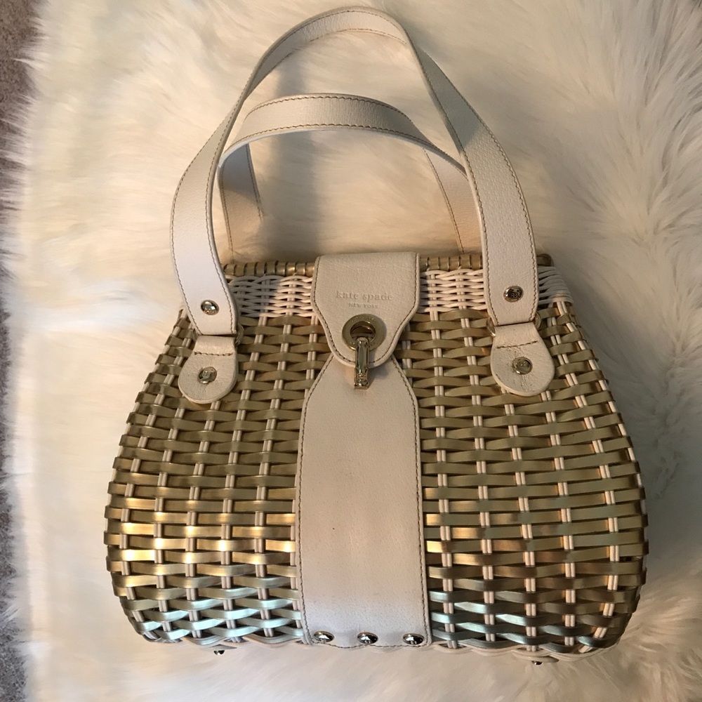 Kate Spade gold and white purse