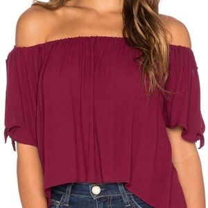 Blue Life sangria off shoulder top!