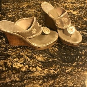 Jack Rogers Gold Wedges Size 8