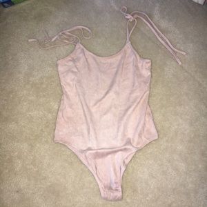 Light pink velvet bodysuit