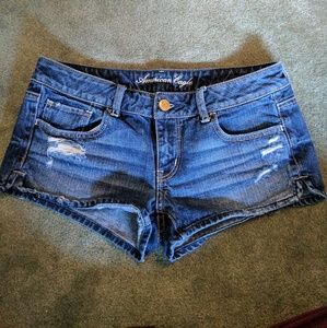 Lightly Distressed Denim Shorts