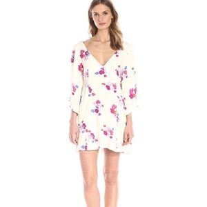 MINKPINK White Floral Flare Sleeve Dress Size M
