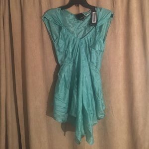 Sea-foam Green 100% Silk Top by Aryn K Size Small