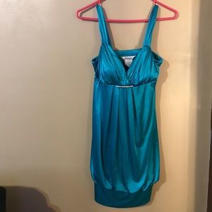 Silky dark teal/turquoise color dress.