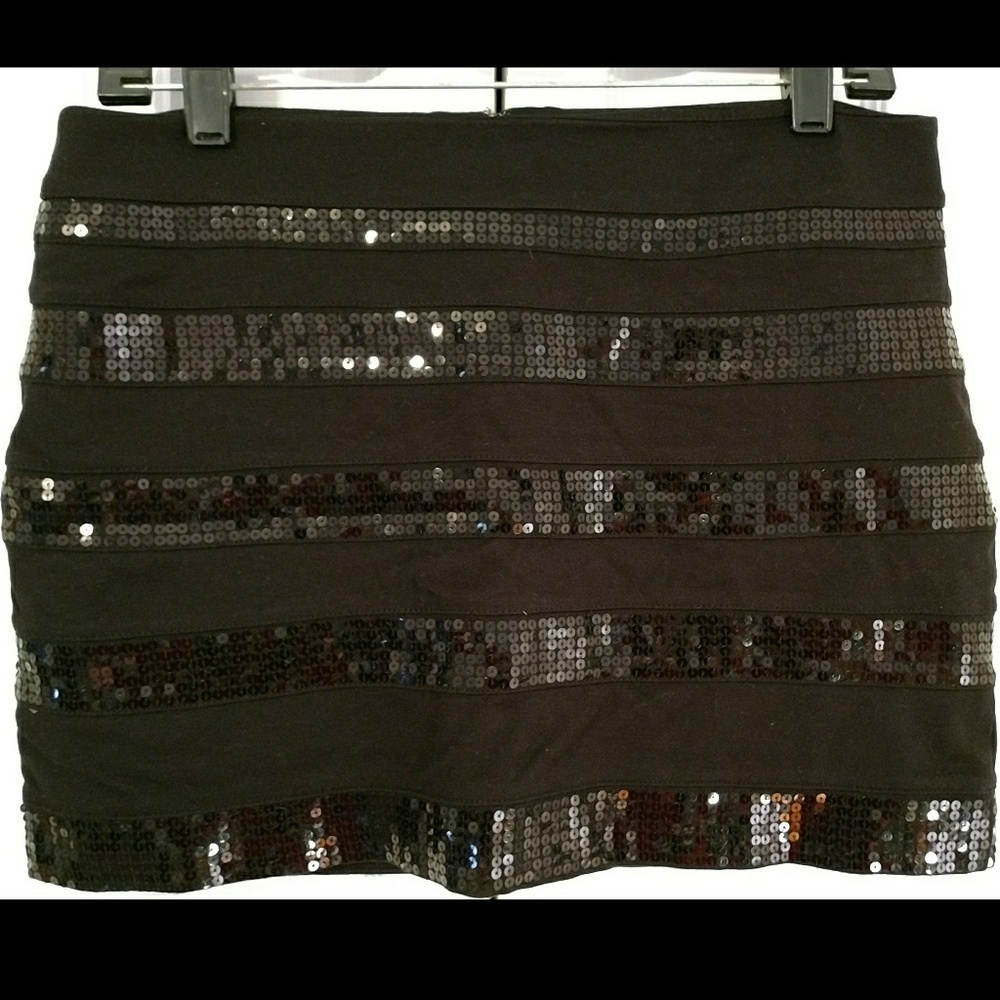 Sequin Striped Black Express Skirt