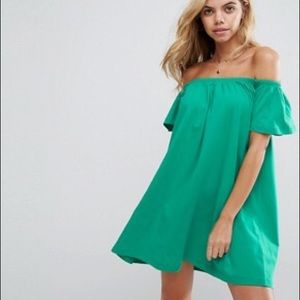 NEW! ASOS Off Shoulder Green Dress