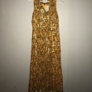 Anthropologie gold spun paisley dress NWT Size 2