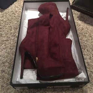 Bebe over the knee boots Beet red size 8