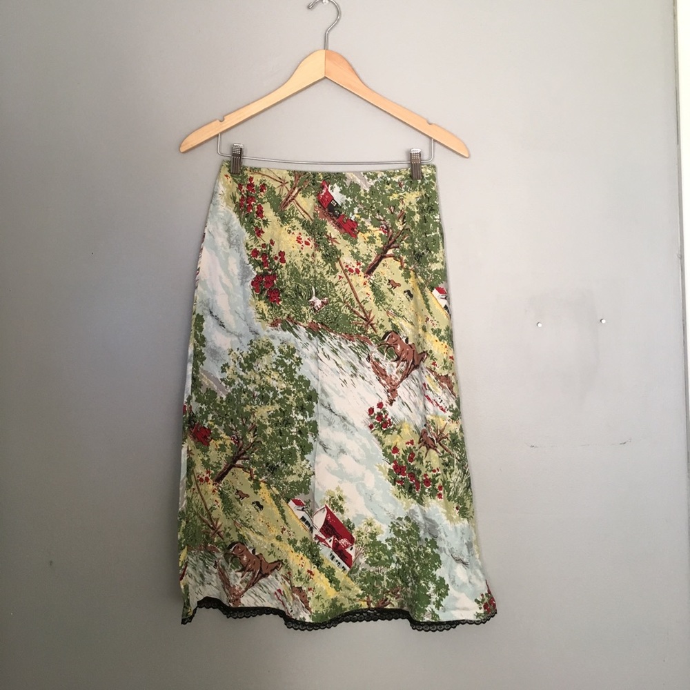 Vintage Gap A-line Silk Landscape skirt