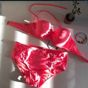 Pink two-piece swimsuit (top & bottom included)
